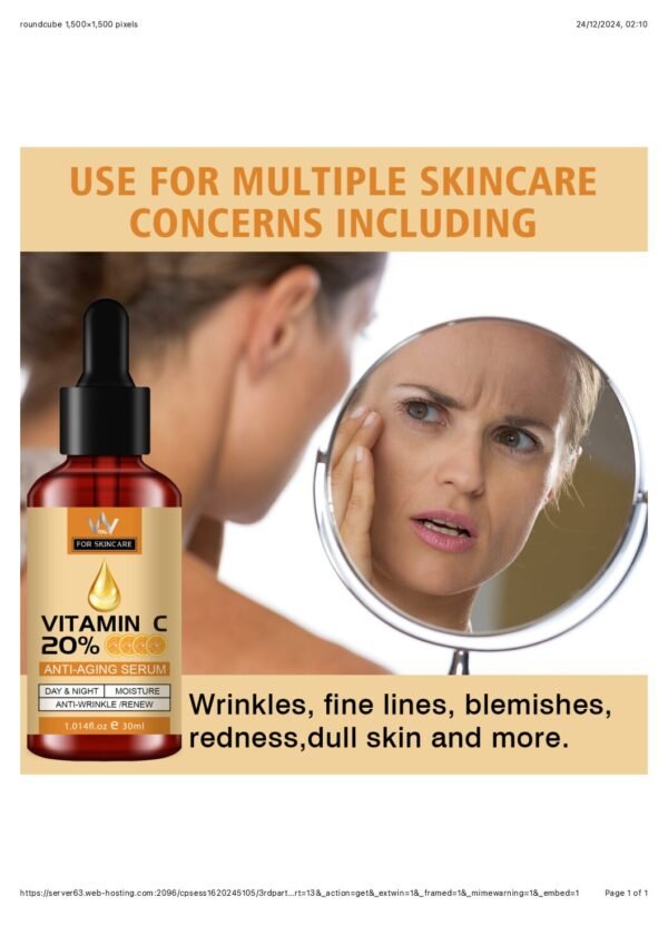 Vitamin C Serum 20% For Face, Pure Vitamin C Face Serum for Wrinkles, Acne, Dry Skin, and Dark Spots – Facial Vitamin C Serum - Image 5